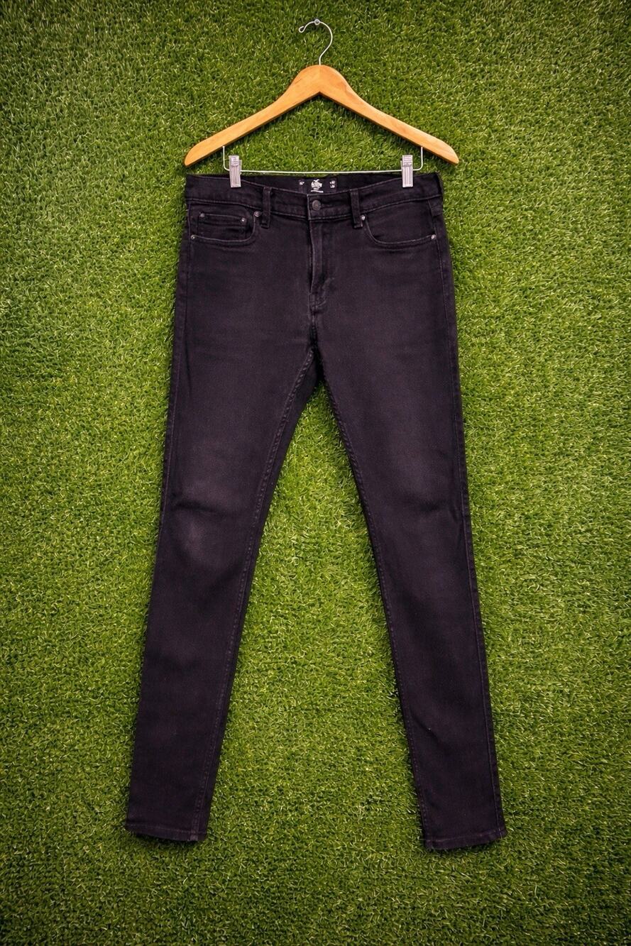 Hollister California Skinny Jeans Mens W32 L34 Black Advanced Stretch Denim